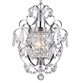 Riomasee Mini Chandelier Chrome Crystal Chandeliers Lighting 1-Light Modern Elegant Crystal Iron Ceiling Light Fixture for Bedroom,Bathroom,Girls Room