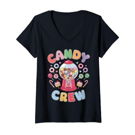 Womens Candy Land Candy Crew Decorations Sweetie Cute Candy Squad V-Neck T-Shirt