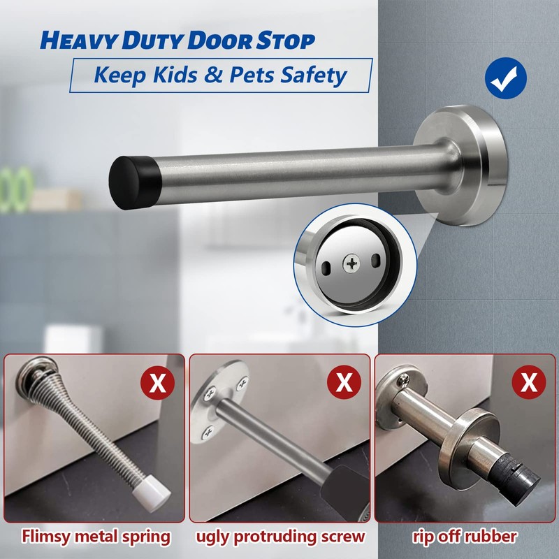 Door Stops, Long Door Stopper, 6 Inch Door Stop Stainless