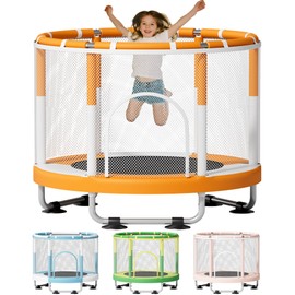 ZCMHAXJ 55" Trampoline for Kids with Enclosure, 440lbs Capacity Indoor & Outdoor Toddler Trampoline, Gifts for Boys & Girls