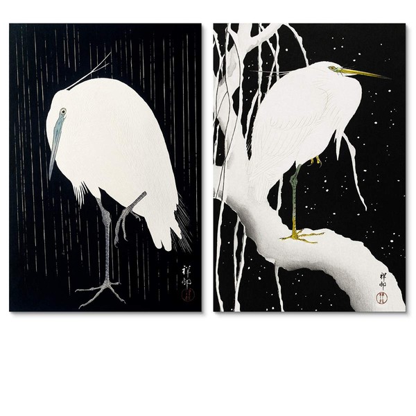 artprints1stop 2-Panel Canvas Print Wall Art - Egret in The