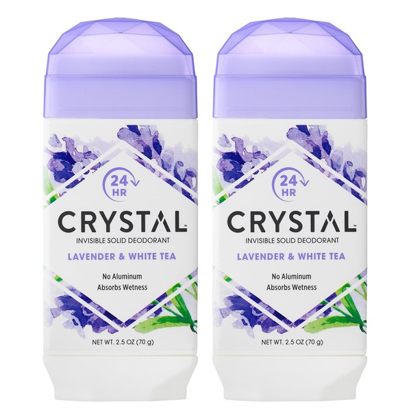 Crystal Deodorant, Lavender & White Tea, No Toxic Aluminums, Paraben Free, Hypo Allergenic, Artificial Fragrance Free, Vegan & Cruelty Free, 2.5 oz (Pack of 2)