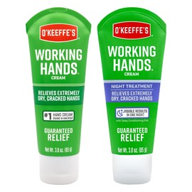 O'Keeffe's Working Hands Hand Cream, 3 Ounce Tube and Night Treatment Hand Cream, 3 Ounce Tube