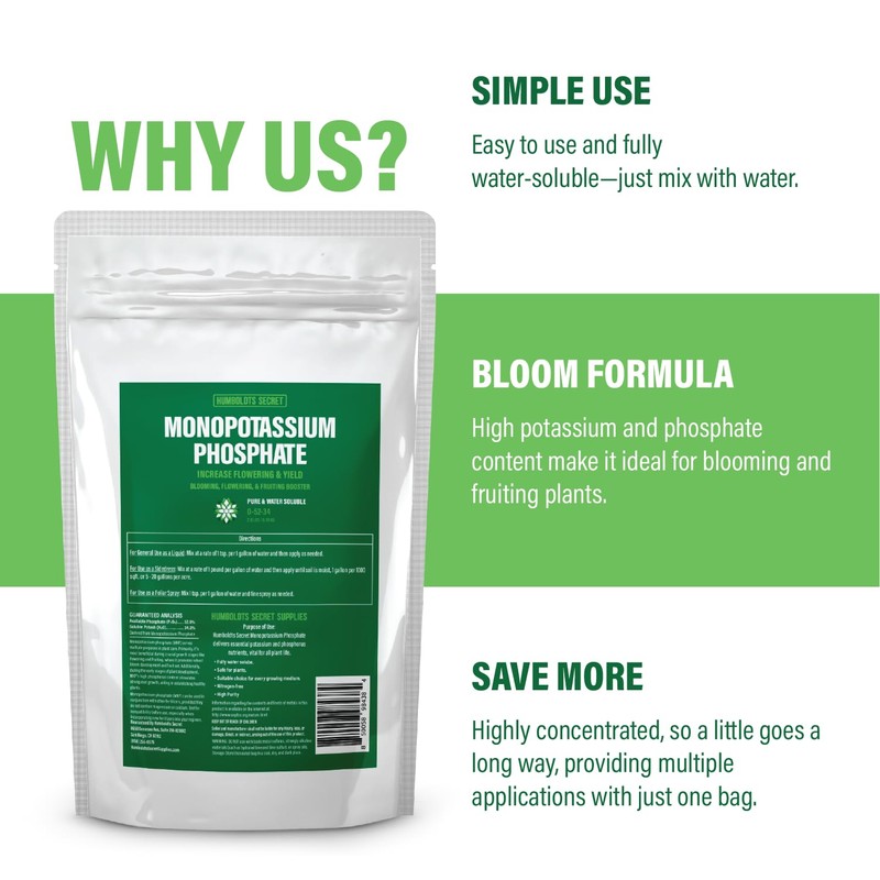 Humboldts Secret 0-52-34 Monopotassium Phosphate | Bloom Booster, Increase Blooming