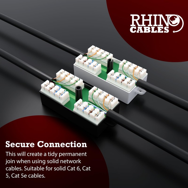 rhinocables RJ45 Cat 5 Gigabit Inline Punchdown Krone Coupler Joiner