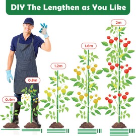 Cludoo 96PCS Garden Stakes Set with 30 Sets Fiberglass Tomato Stakes and Accessories, DIY 3ft 4ft 5ft 6ft 7ft Plant Stakes Sticks Supports for Vegetables, Tomato, Pepper, Fences Indoor Outdoor Plants