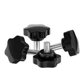 WUDQIJI Set of 12 M4 x 10mm 25mm Head Star Knob Handle Plastic Hex Clamping Knob Screw Stark Clamp Knob Knurling Bolt Male Screw Knurling Grip Star Knob Nut Thumb Screw Hand Tightening Knob Jig Screw