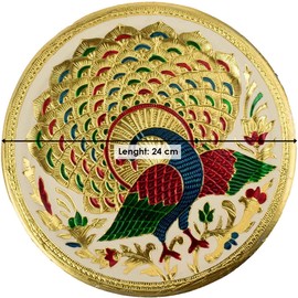 Karwa Chauth/Karva Chauth Special Decorative Puja/Pooja Thali/Platter with Beautiful Peacock Design for Hindu Temple Rituals, Mandir Temple Accessory