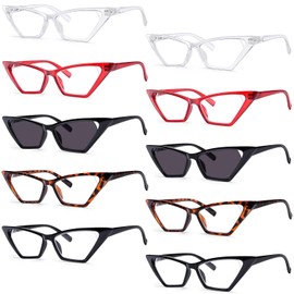 Eyekepper 10-Pack Cat Eye Reading Glasses for Women (8 Pairs Reading Glasses & 2 Pairs Reading Sunglasses) Oversized Ladies Readers +3.50