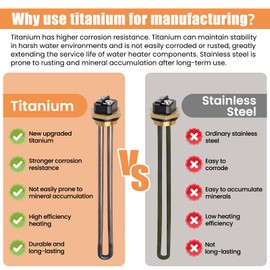 Dgqtrx Upgraded Titanium 520900 RV Water Heater Element For Suburban SW Series RV Water Heater,Replace 1440W 120V 520789 232794 Heating Element (520900 Heating Element)