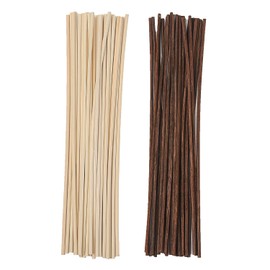 nongcunren 25pcs White and 25pcs Brown Rattan Reed Diffuser Sticks Replacement Rattan Reed Diffuser Refill Sticks (White+Brown)