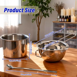 Double Boiler Melting Pot Set for Candle Making, 3-Piece Stainless Steel Wax Melter with Pouring Pot, Ideal for Soy Wax, Beeswax, Candle Making Supplies
