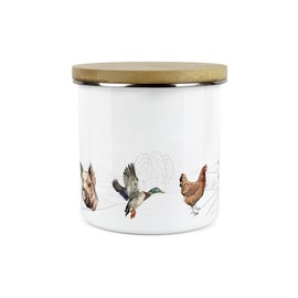 Purely Home Country Farm Tea Canister - White Metal Enamel Kitchen Food Storage Container