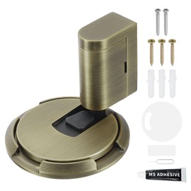 uxcell Magnetic Door Stopper, Silent Magnetic Floor Door Stop with Adhesive, Mechanical Floor Door Stop Shock Absorbing for Bedroom Office Bathroom, Bronze