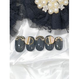 Half Moon Handmade Nail Tips - Short C Curve Coffin / 반달 수제네일팁 - 숏C커브코핀