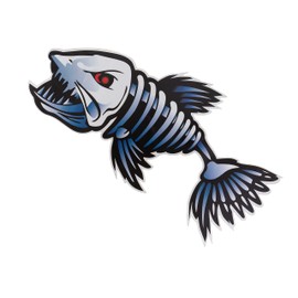 Fish Skeleton Waterproof Decal - 2Pcs Vinyl Sticker (12" x 6" Each ) for Kayak, Fishing Boat, Car, Truck, Canoe,Pontoon