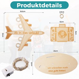 Birthday Money Gift Wood, Holiday Fund, Money Gift Travel, Honeymoon, Plane Gift, Wooden Travel Fund Gifts for Friends, Family, Lovers, Women and Men (Travel Ornament)