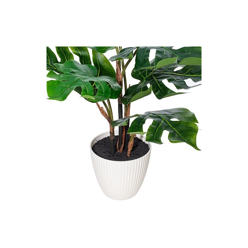 Vickerman 18" Green Monstera Plant x7 in White Pot.