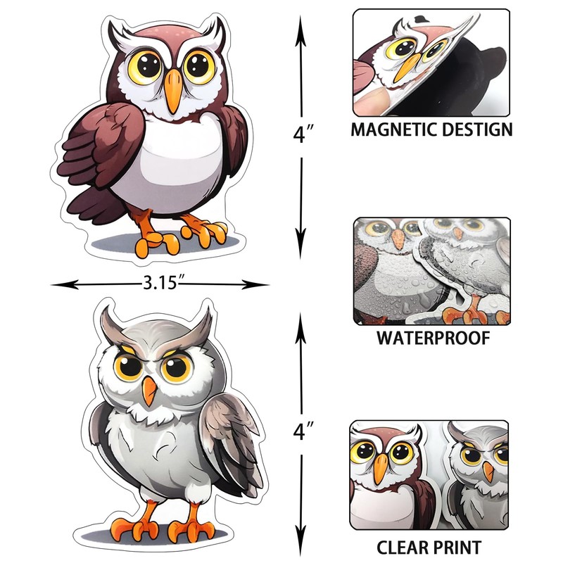 Screen Door Magnets Decal 2 Pairs (4pcs) Cute Owl Pattern