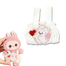 Doll Clothes - 17cm Adjustable Overalls & Hat Set, Kawaii Fashion Outfit for Sitting/Standing Dolls (No Doll Included) (E-03)