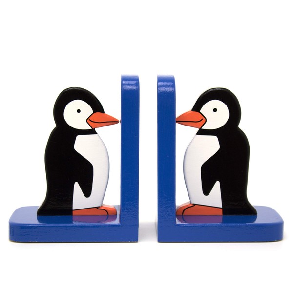 Penguin Wooden Bookends For Kids | Childrens Book Ends | Book Stoppers For Shelves, Kids Room or Nursery Decor - Hand Made in UK