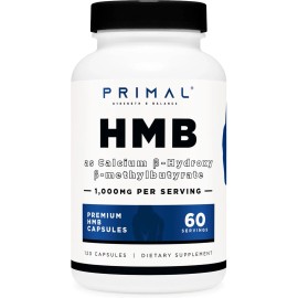 Primal HMB (1000mg, 120 Capsules) | Athlete Formula, Gluten-Free, Non-GMO,...