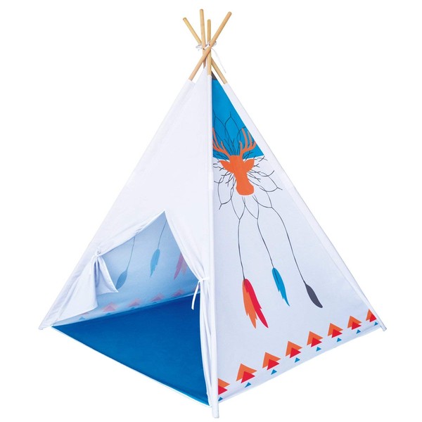 POCO DIVO Reindeer Teepee Tipi Tent Kids Indoor Playhouse Children Outdoor Play Castle Toy Hut with Wood Poles