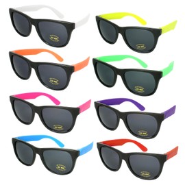 Edge I-Wear 8 Pack Bulk 80’s Style Neon Party Sunglasses Bridal Party Favors for Adult 5402R-SET-8