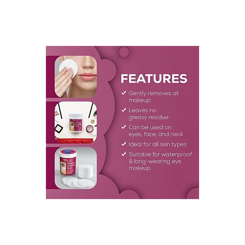 ANDREA PINK BEAUTY 65 Count Makeup Remover Pads Oil Free