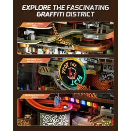 ROBOTIME 3D Puzzles for Adults, Bookshelf Kits Futuristic Marble Run Building Set, MR03S (Hip-Hop World), Crafts for Adults Hobby Kit Gift