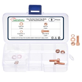 METALLIXITY Socket Head Cap Screws Kit (M5x16mm) 8Pcs, Screws Nuts Spring Flat Washer Kit Red Copper Allen Socket Drive Hex Screw for 3D Printer Use, Red