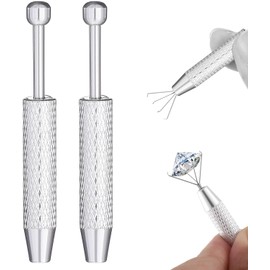 Vayfoni 2 Pcs Piercing Ball Grabber and Piercing Changing Tool - Stainless Steel 4-Prong Tweezers - Piercing Ball Screw Tool - Suitable for Jewelry Making, Small Parts Pickup (Silver)