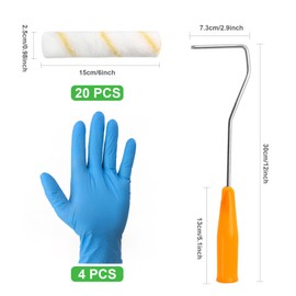 20 Stücke Malerrollen Set, 15cm Profi Farbwalze, Streichen Farbroller Malerwalzen mit Griff, Lackrolle für Lacke auf wasserbasis und leicht lösemittelhaltige Lacke