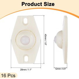 uxcell 16 Pcs Self Adhesive Caster Wheels, 360 Degree Rotation Mini Caster Swivel Rollers Universal Sticky Swivel Wheels for Furniture Storage Bins Trash Can (White, 1 Nylon Rolling Ball)