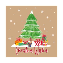 Eurowrap Pack of 12 Assorted Brown Kraft Christmas Cards Xmas Driving Home, 2 Designs Christmas Wishes and Merry Christmas Eco Friendly Packaging 100% Recyclable