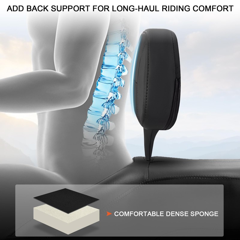 FOVPLUE Adjustable Rider Backrest,Detachable Plug-in Driver Backrest Pad w/Mounting Kit