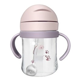 Vaso entrenador con popote, 250 ml, sin derrames, anticólico con bola de gravedad. (Rosa)