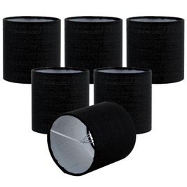 Chandelier Lamp Shades, Small Lamp Shades Clip-on Bulbs Only for Candelabra Bulbs, Black Chandelier Shades 6 Pcs, Mini Lampshades for Chandeliers 5.1" X 5.1" X 5.3, Home Decor Fabric Linen Lampshade