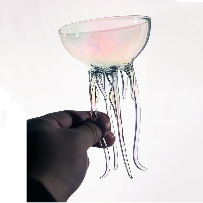 Magic Ocean Jellyfish Glass Cup Colorful Cocktail or Martini Cup