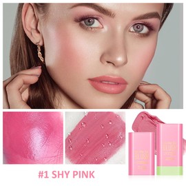 LOPHE Cream Blush Stick, Blush Stick for Eyes, Cheeks and Lips, Moisturising Face Cream Blush, Natural Milk Makeup Matte Rouge, Multi-Use Cheeks Tint for All Skin Tones Cosmetic (01)