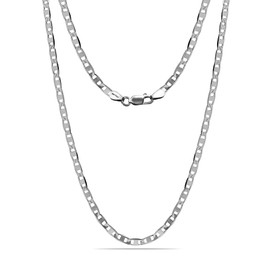 LeCalla 925 Sterling Silver Rhodium Plated 3 MM Italian Diamond-Cut Solid Flat Mariner Link Chain Necklace for Men and Women 20 Inches
