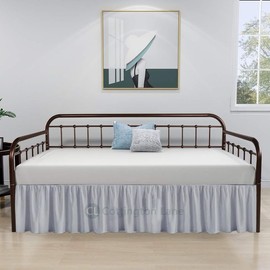 Daybed Skirt with Split Corners Twin - Daybed Dust Ruffle Split Corners 14 inch Drop - Bed Skirts for Day beds - Microfiber Bed Sofa Daybed Skirt for Living Room Guest Room - Silver Grey Daybed Skirt
