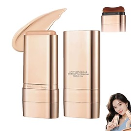 Base de maquillaje y corrector iluminador de doble punta, barra coreana 3 en 1 multiusos de larga duración con brocha, ligera, ilumina y de larga duración para todo tipo de piel. (Color natural)
