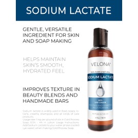 velona Sodium Lactate 60% - 4 oz | USP Grade Natural Preservative | For Soap Making & Lotions | Harder Bar of Soap, pH Regulator, Glycerin substitute, Provides and Keep Moisture