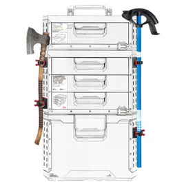 2 Pack Long Handle Tool Holder Compatible with ToughBuilt StackTech Tool Box, Quick-Release Clamp Mount for Axe, Shovel, Extension Pole & Conduit Bender