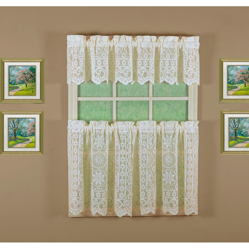 Today's Curtain Hopewell Premium Lace Tier 24", Cream, 58W x