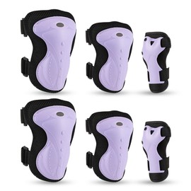 MUÜNSOY Juego De Rodilleras, Coderas, Muñequeras 6 Pzs, Paquete De Protectores para Patineta, Ciclismo, Patinaje, Deportes al Aire Libre,Protecciones De Patinar Rodilleras para Adultos y Niños,Morado