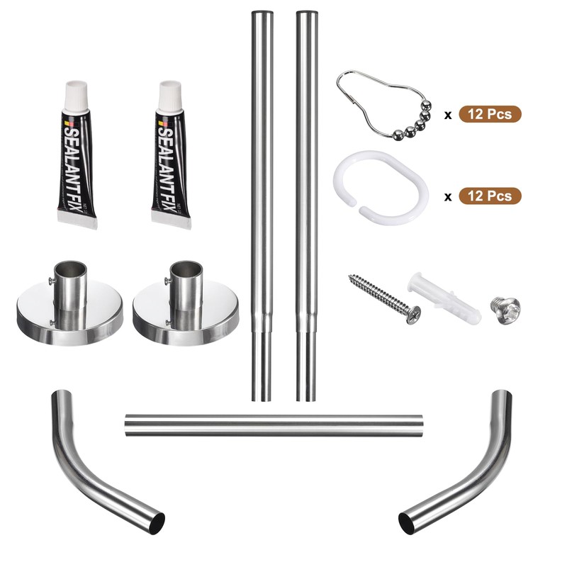 uxcell Stretchable Shower Curtain Rod Rack, Stainless Steel Diamond Shaped