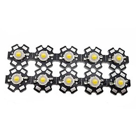 Vrabocry Pack of 10 High Power LED Chip 3 W Warm White 3000 K - 3500 K (Input 600 mA - 700 mA/DC 3 V - 3.4 V/3 Watt) Super Bright Intensity SMD COB Light Emitter Components Diode Lamp Beads DIY