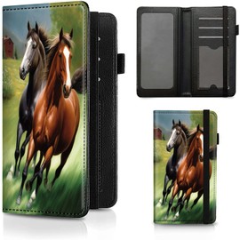 BEOTIWAD Checkbook Cover Running Horse Pattern Premium Leather Check Book Holder Wallet with RFID Blocking Function for Men and Women